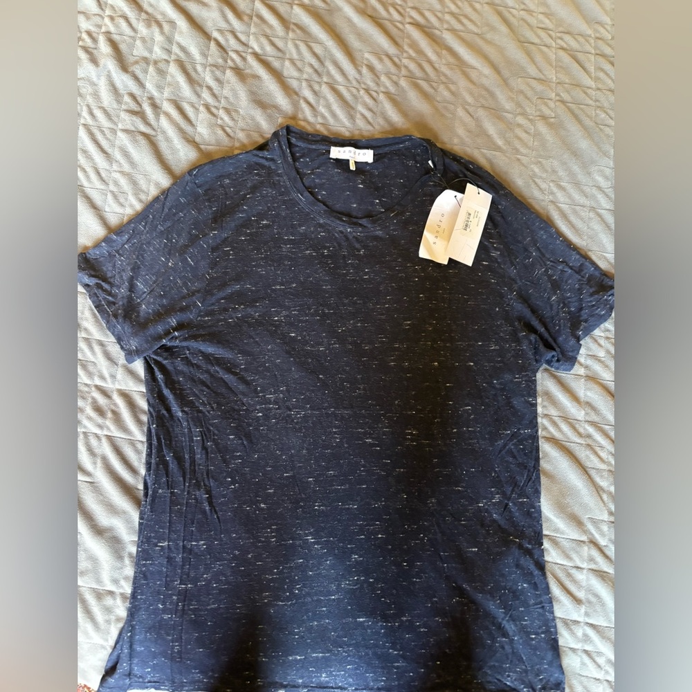 Sandro Men's Navy Blue T-Shirt, size XL
